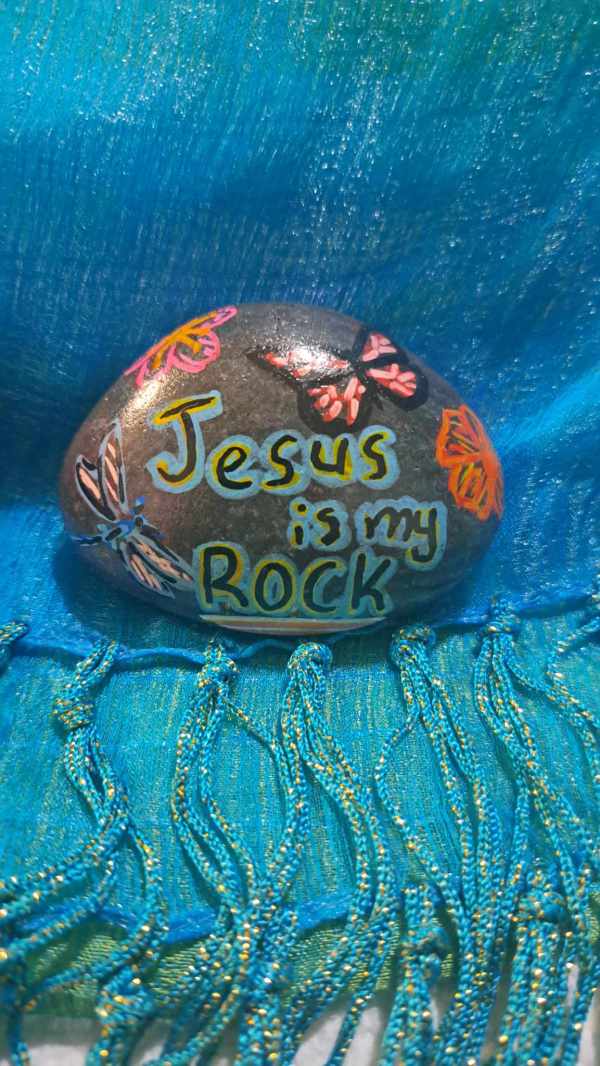 Painted Rock Jesus Is My Rock by Perry Art Productions "Finding The Beauty"