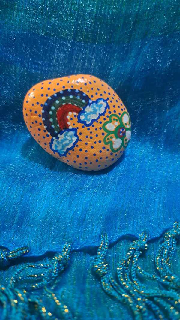 Painted Rock Rainbow and Flower by Perry Art Productions "Finding The Beauty"