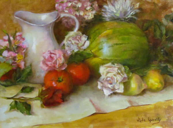 Jar, Flowers and Vegetables by Aida Garrity