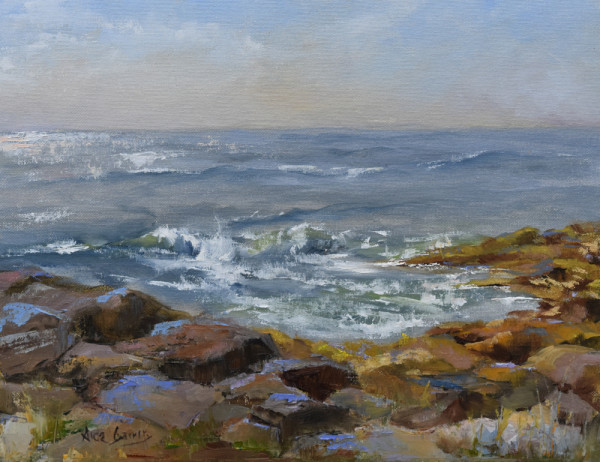 Rocks and Waves - Monhegan Island by Aida Garrity