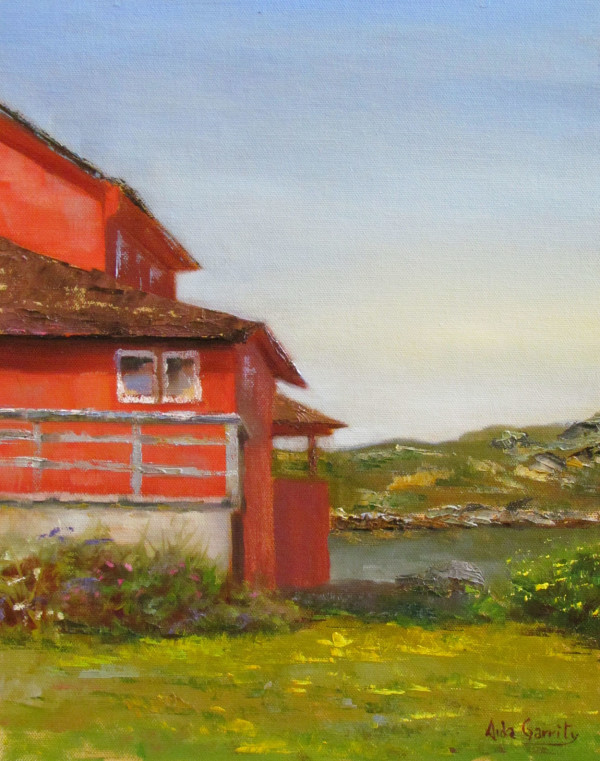 The Red House At Monhegan Island by Aida Garrity