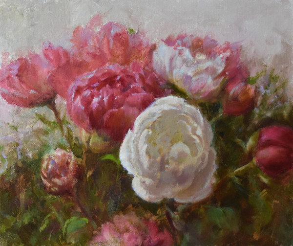 White and Red Peonies by Aida Garrity