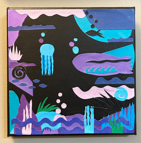 “Stained Glass” Collage No. 29 - “El Mar” by Mariana D Kramer