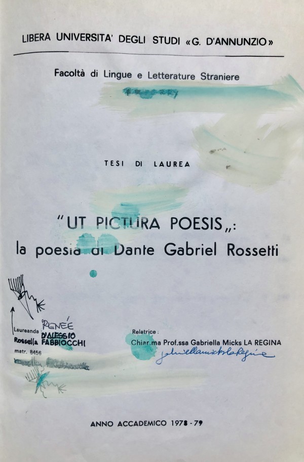 Tesi di Laurea "UT PICTURA POESIS" - la poesia di Dante Gabriel Rossetti