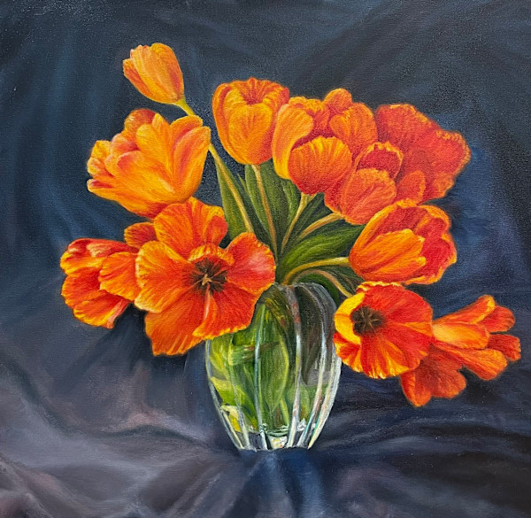 Cut Tulips - Red, Yellow and Orange - Print by Mary O'Malley-Joyce