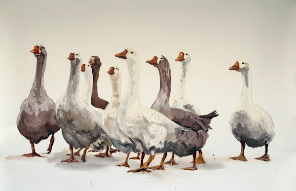 Nine geese by Philine van der Vegte