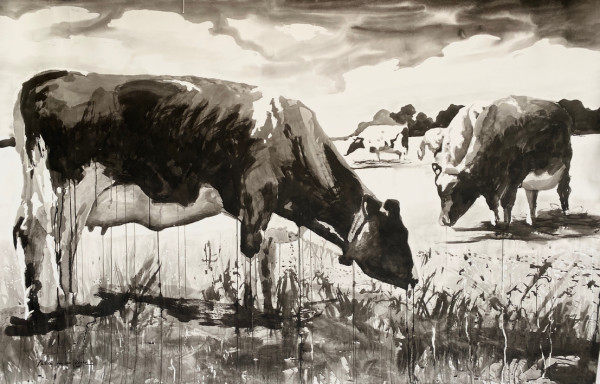 Grazing cows by Philine van der Vegte