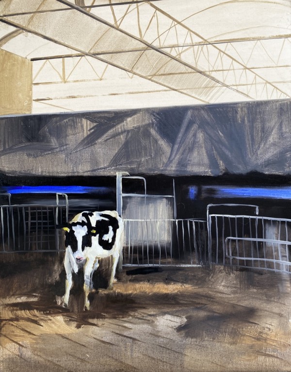 Bij de melkrobot (At the milking robot) by Philine van der Vegte