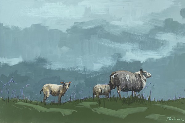 Sheep on a grey day by Philine van der Vegte