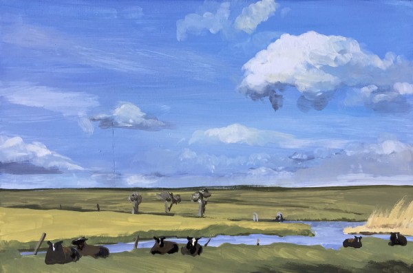 Sheep in a field by Philine van der Vegte