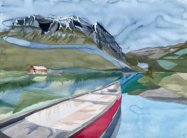 Lake Louise  | Red Canoe by Linnea Martina  Hannigan