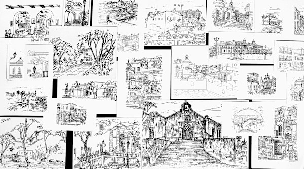 Drawings of Puerto Rico Scenes by W. Labiosa, Image 1.