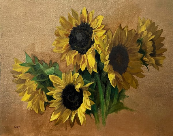Sunflowers on Gold by Mary Bryson