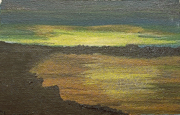 Sunset Lake with different shades by Glynell Art