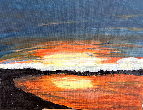 Sunset on Lake by Glynell Art