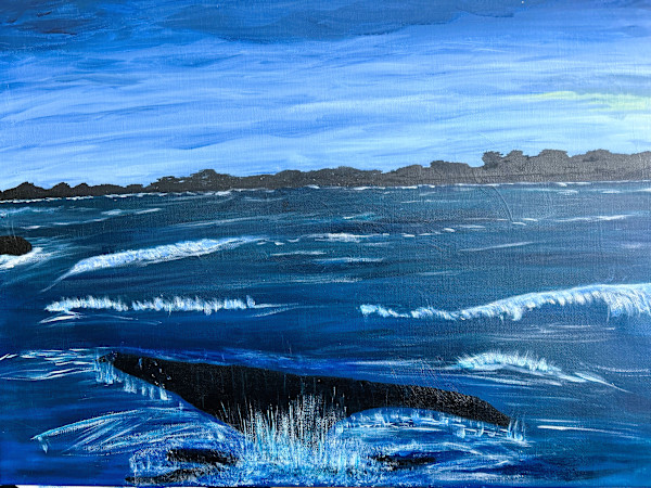 Whale nearing land by Glynell Art