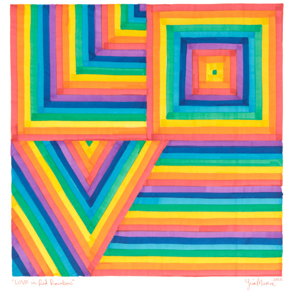 LOVE in Red Rainbow by Lisa Marie Studio