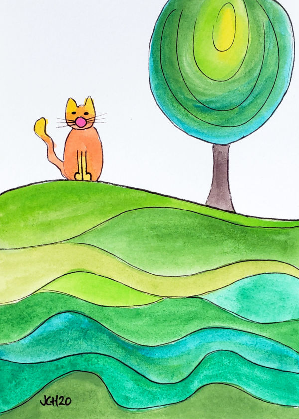 Orange Bubble Cat 2020 by Jo Claire Hall