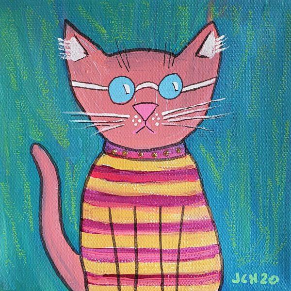 Cat in a Striped Shirt 2020 by Jo Claire Hall