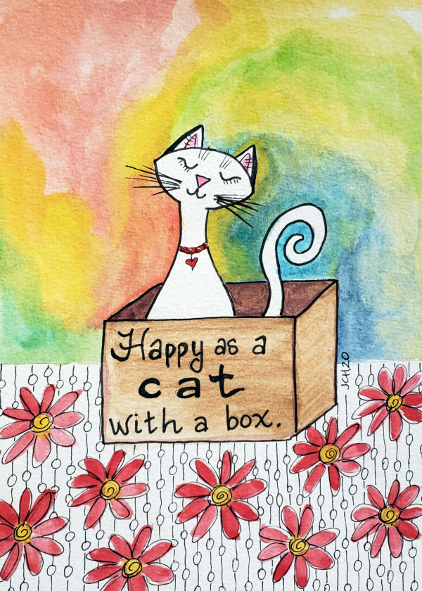 Cat with a Box Rainbow Swirl 2020