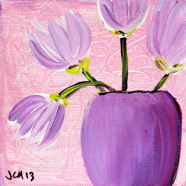 Purple Tulips on Pink 2013 by Jo Claire Hall