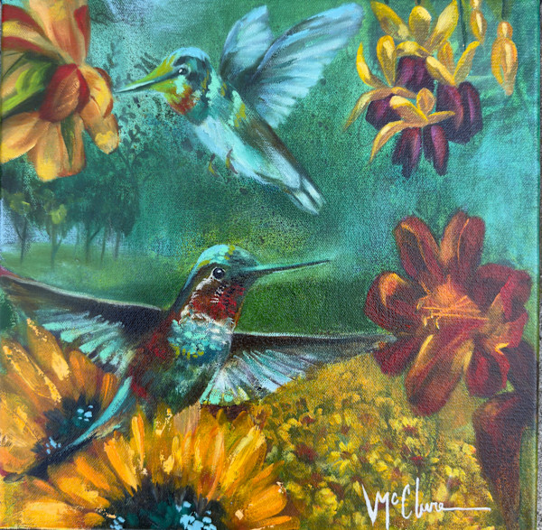 Humming Bird and Flowers by Linda McClure, Image 1.