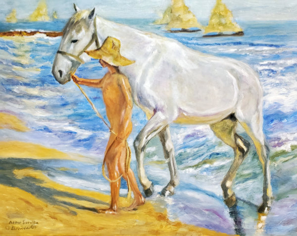 Master Copy -  The Horse's Bath - After Sorolla by Linda Briesacher