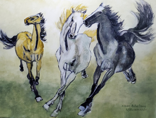 Master Copy - Three Galloping Horses - After Xu Beihong by Linda Briesacher