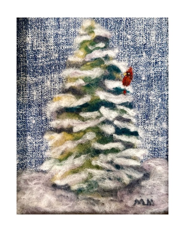 Snowy Tree with Cardinal by Michelle Moats