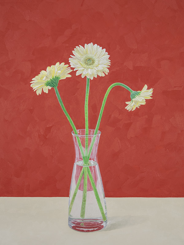 Three Gerberas and a vase by Christine O'Brien