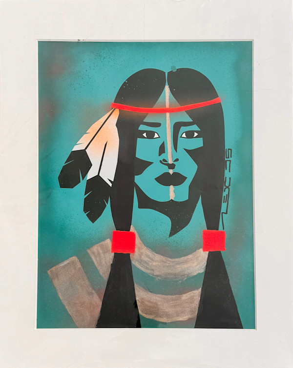 NATIVE WOMAN / Original mixed media on paper by Alex Di Silvestro