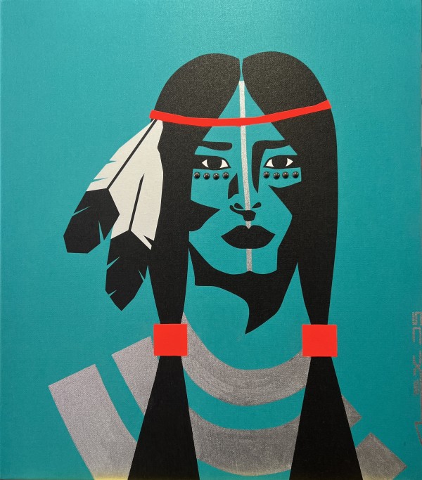 NATIVE WOMAN / Mixed media original by Alex Di Silvestro