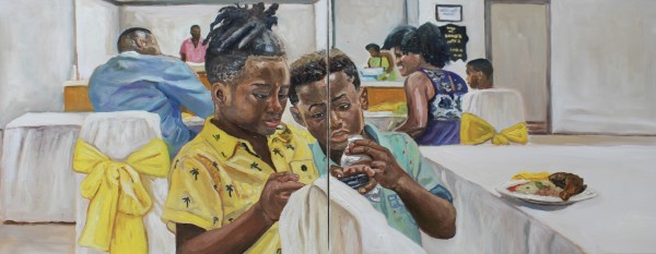 Games on the Phone (Diptych) by Jay Golding