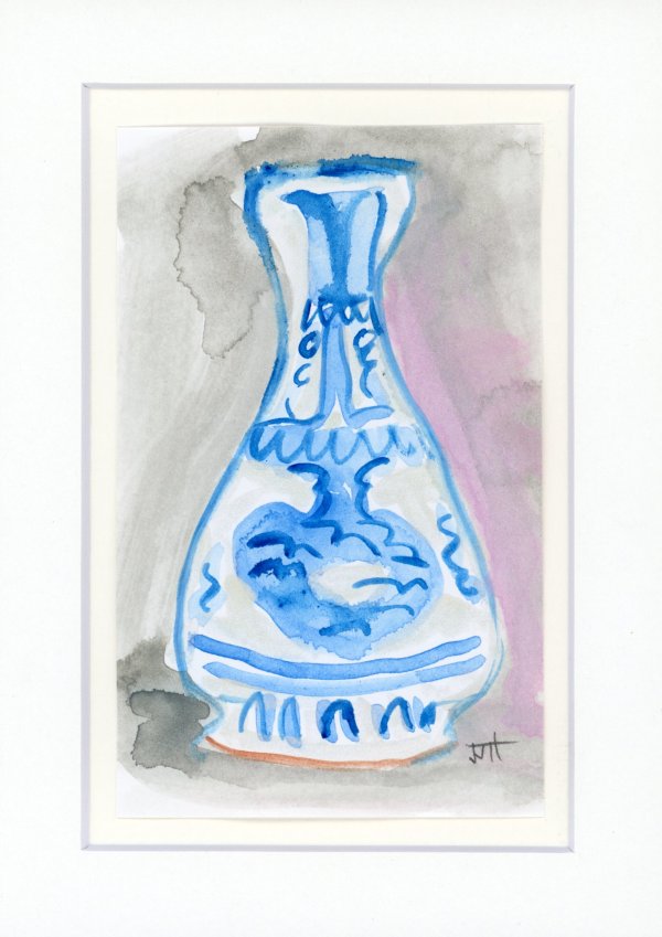 Mid 14th Century Blue and White Vase by JJ Hogan