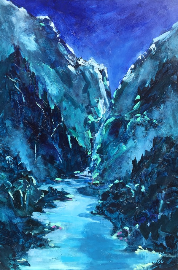 Night falls over the Shotover River by Meredith Howse Art