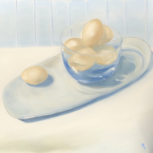 Eggs in Blue Bowl - by Meredith Howse Art
