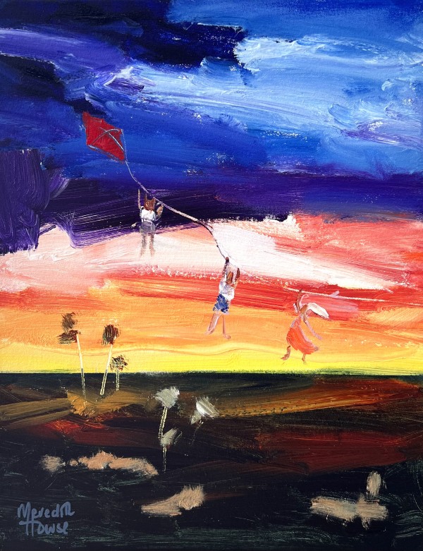 Kite Flying Kids over the Outback by Meredith Howse Art