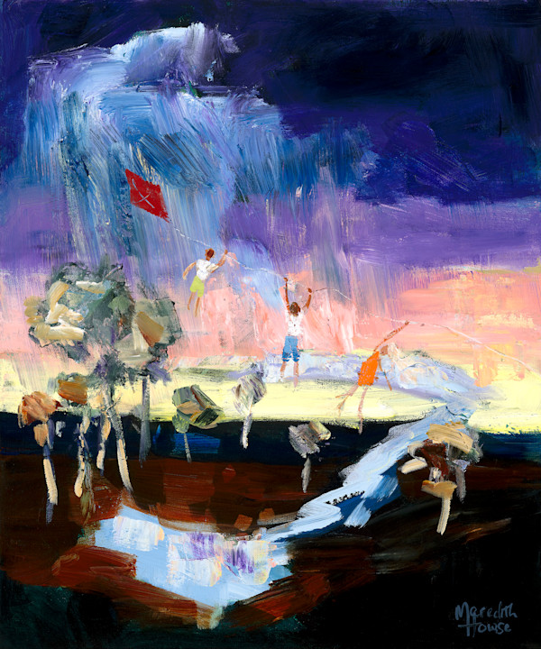 Kite Flying Kids (Print) by Meredith Howse Art, Image 1.