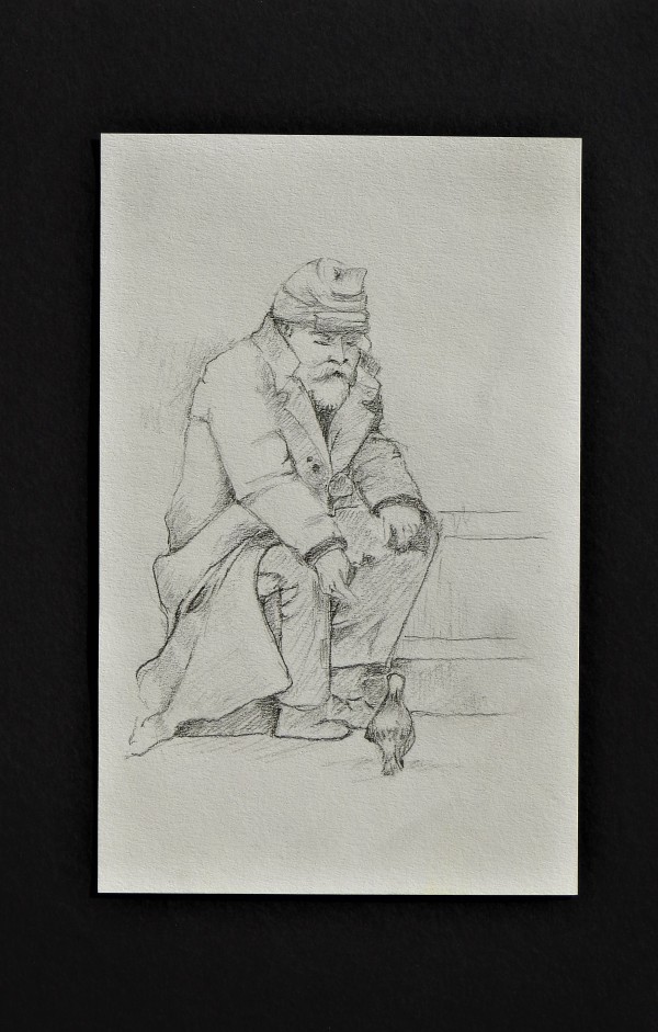 Old men with a pigeon