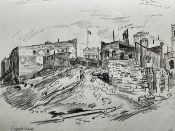 "Cripple Creek, Back Street" sketch for painting, named by CLL by Fred Shane, Image 1.