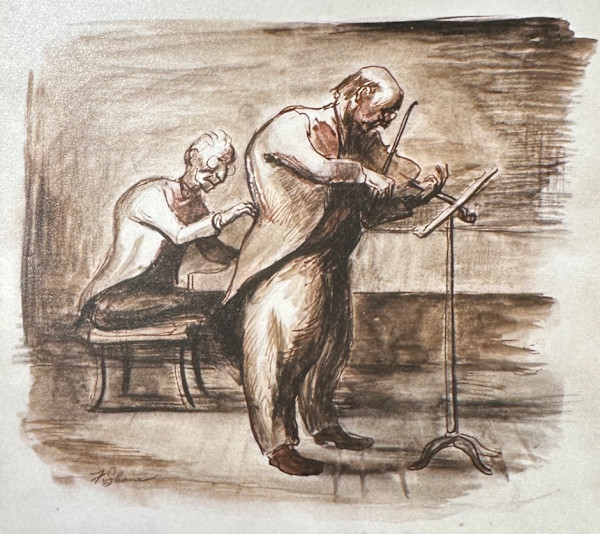"Performance: Violinist and Pianist, Initial Sketch" named by CLL by Fred Shane, Image 1.