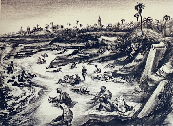 "Beach at Santa Monica, Drawing or Litho" named by CLL by Fred Shane, Image 2.