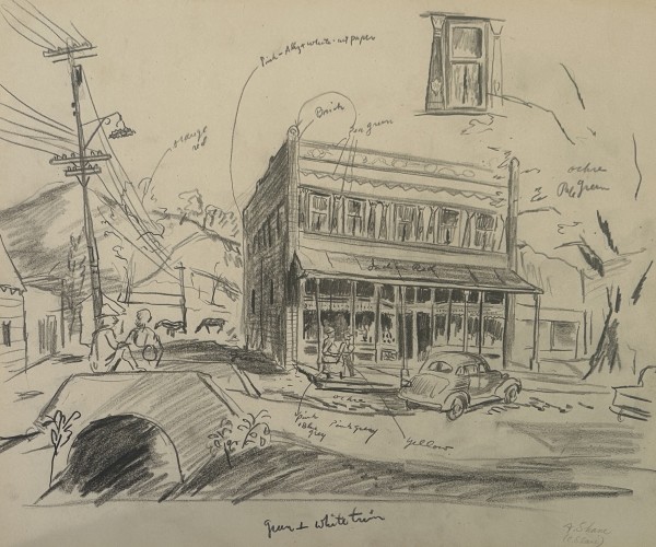 "Corning, NY", sketch for painting, named by CLL by Fred Shane, Image 1.