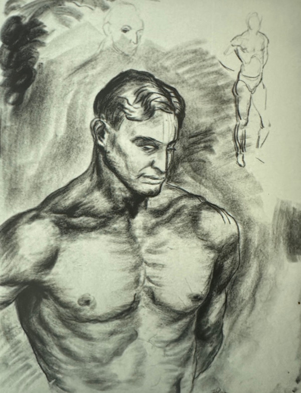 "Portrait: Shirtless Man Looking Down" named by CLL by Fred Shane, Image 1.