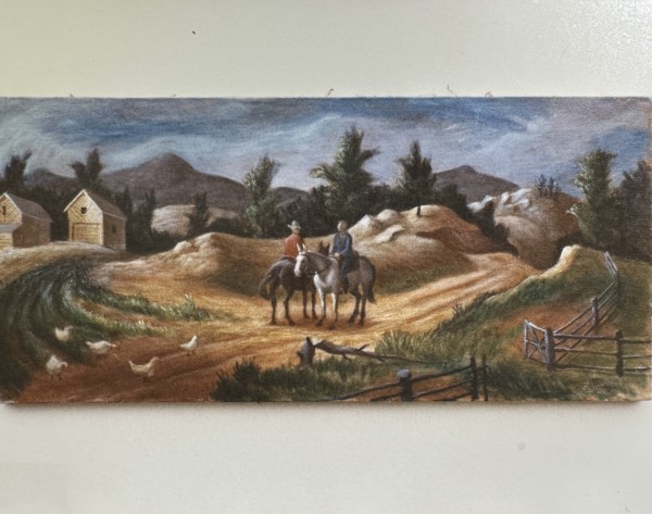 "Two Men on Horseback with Chickens" named by CLL by Fred Shane, Image 1.