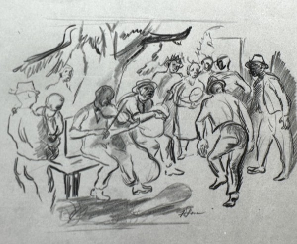 "Missouri Musicians: Full Scene Pencil Sketch" named by CLL by Fred Shane, Image 1.