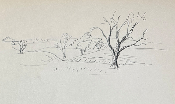 "Landscape with Trees, tiny sketch"  named by CLL by Fred Shane, Image 1.