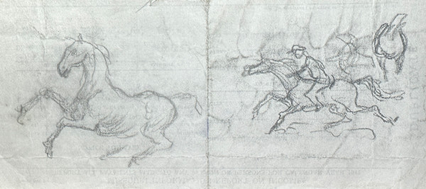 "Horse Drawings on a Pay Stub" named by CLL by Fred Shane, Image 1.