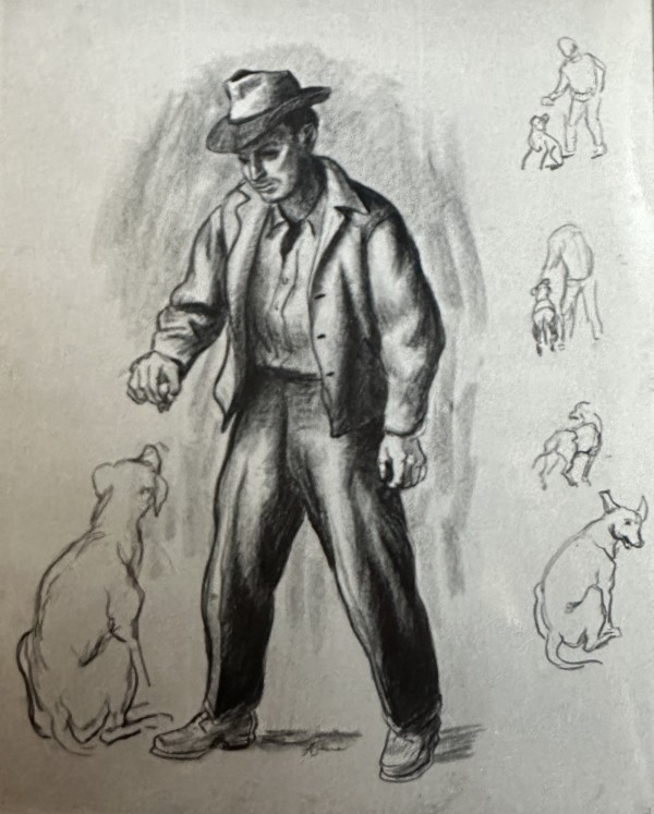 "Giving the Dog a Treat, Sketch" named by CLL by Fred Shane, Image 1.
