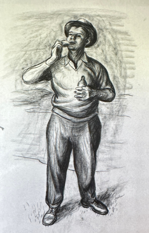 "Man Standing with a Snack and a Drink" named by CLL by Fred Shane, Image 1.